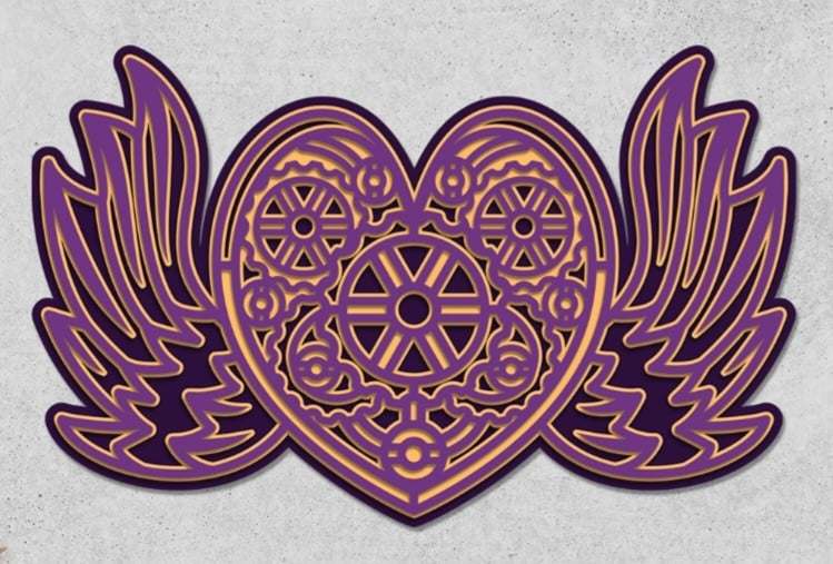 3D Heart with Wings