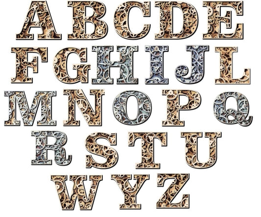 Gear font alphabet