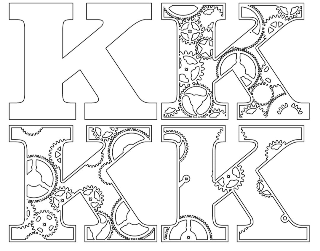 Gear font alphabet