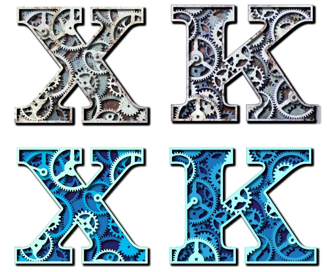 Gear font alphabet