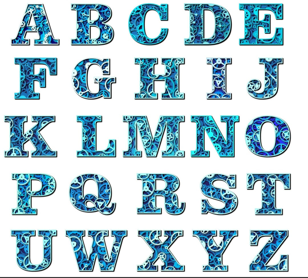 Gear font alphabet