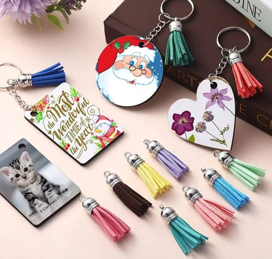 Sublimation Blank Keychains with Colorful Tassel Keychain set