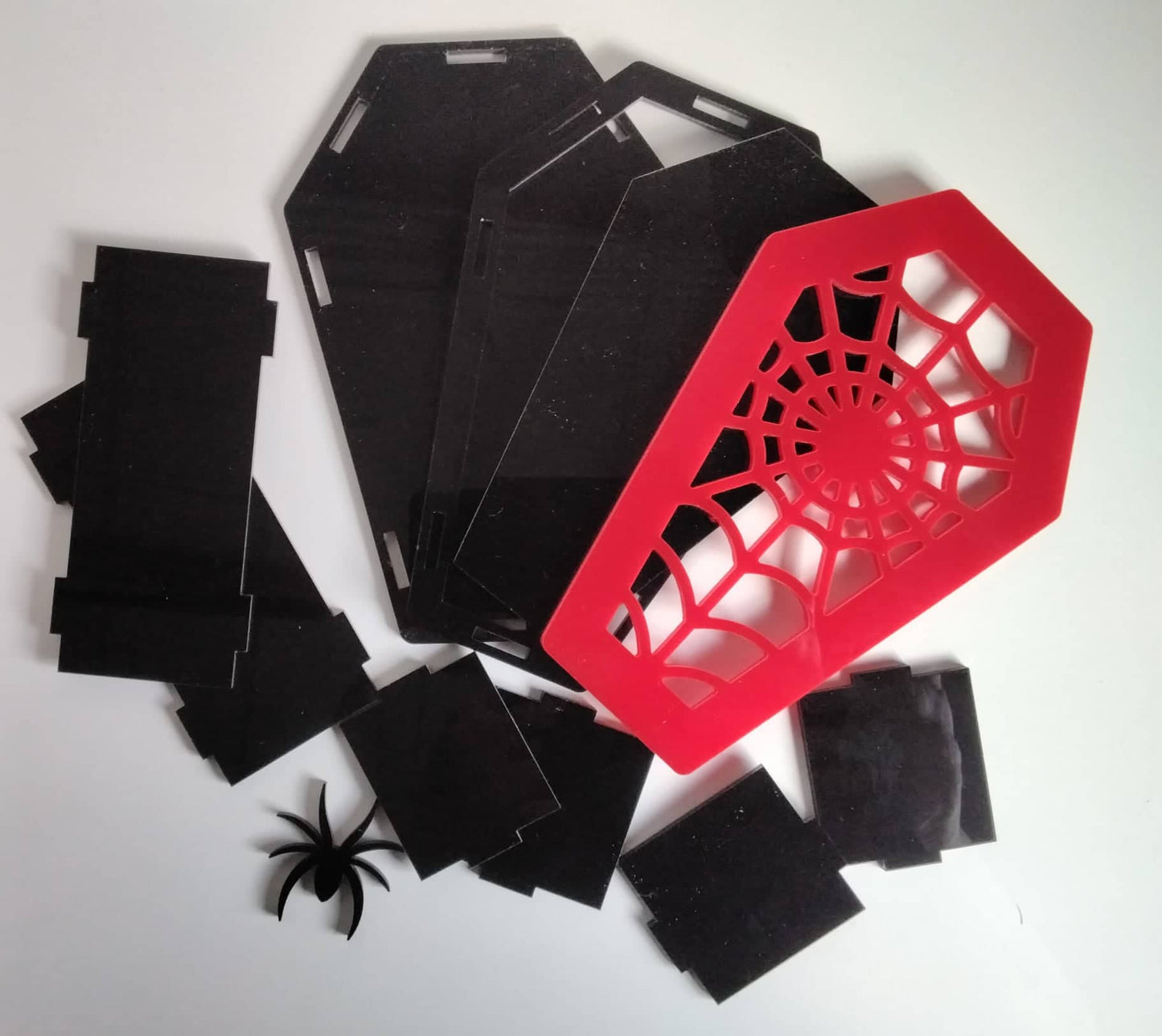 Halloween Coffin Black and Red Acrylic