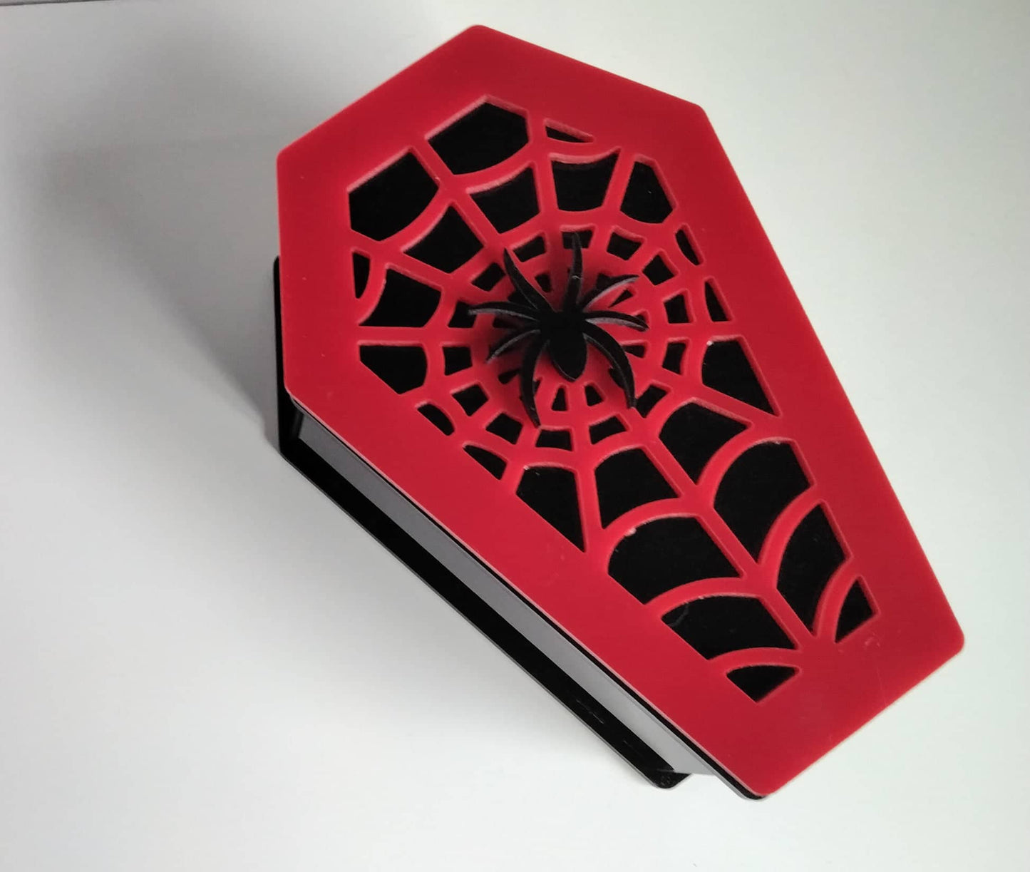 Halloween Coffin Black and Red Acrylic