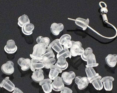 EAR WIRE STOPPERS CLEAR RUBBER PAIR