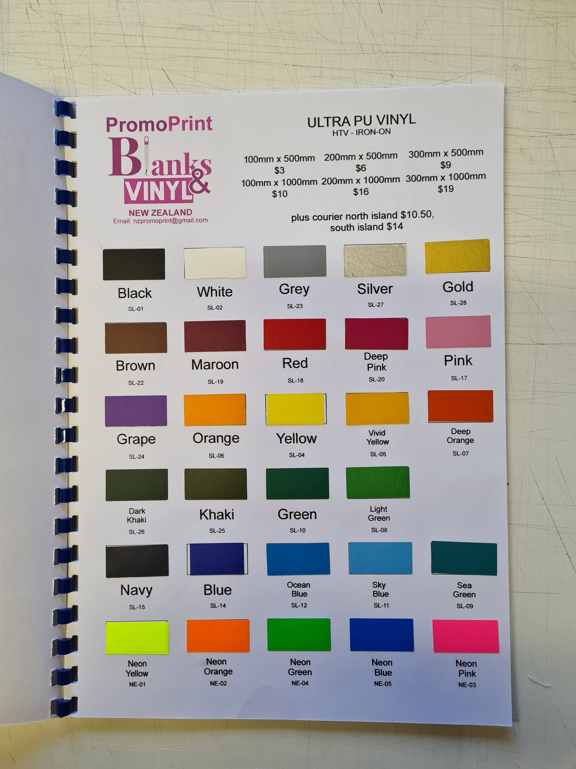 COLOUR CHART PU HTV – NZ PromoPrint