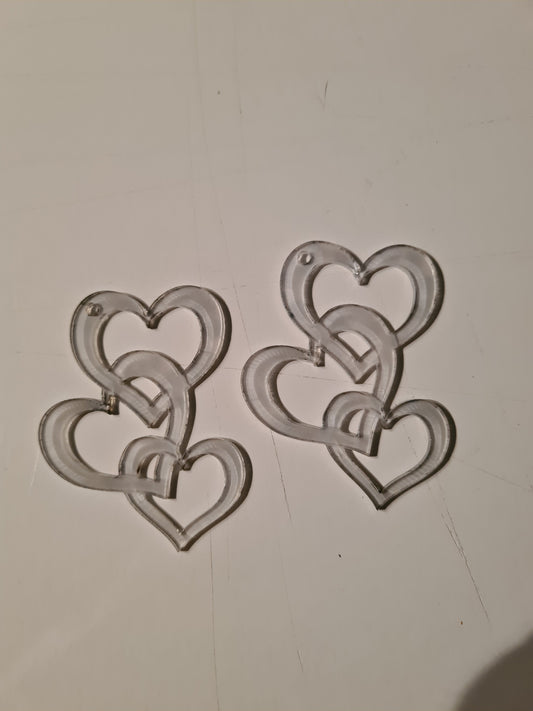 3 Heart Acrylic earrings
