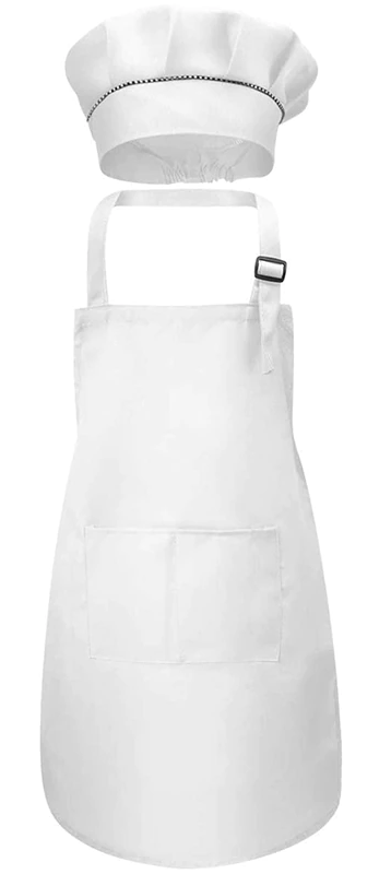 White Apron and Chef Hat Set